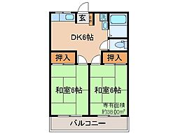 ワイズビレッジ 2DKの間取図画像