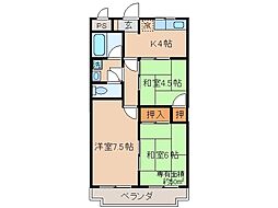 山本グランドハイツ 3Kの間取図画像