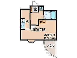 メゾン・ド・リビエール 1Kの間取図画像