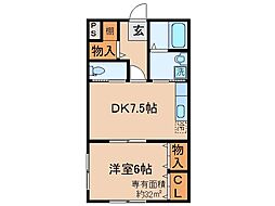 コーポ南城園 1DKの間取図画像