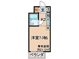パル大久保 1Kの間取図画像