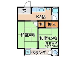東英ハウス金草原 2Kの間取図画像