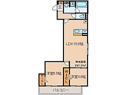 近鉄京都線 伏見駅 徒歩7分の賃貸アパート 2階2LDKの間取り