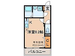 グランデコート大宅SOUTH ワンルームの間取図画像