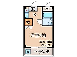 マンション賀園 1Kの間取図画像