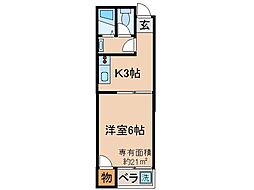 プロムナード 1Kの間取図画像