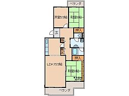 UR都市機構グリーンタウン槇島8号棟 3LDKの間取図画像