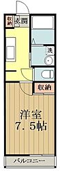 JR中央線 国分寺駅 徒歩10分の賃貸アパート 2階1Kの間取り