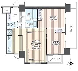 JR中央線 武蔵小金井駅 徒歩6分の賃貸マンション 4階2LDKの間取り