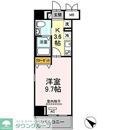 JR中央線 豊田駅 徒歩3分の賃貸マンション 3階1Kの間取り