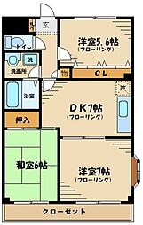 京王線 つつじヶ丘駅 バス12分 青井神社下車 徒歩5分の賃貸マンション 1階3DKの間取り