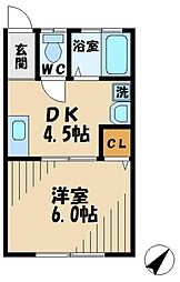 第5白王荘 1階1DKの間取り