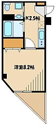 京王線 東府中駅 徒歩4分の賃貸マンション 4階1Kの間取り