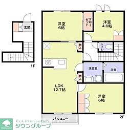 府中市栄町2丁目アパート 3LDKの間取図画像