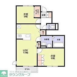 府中市栄町2丁目アパート 2LDKの間取図画像