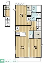 府中市宮西町3丁目アパート 2LDKの間取図画像