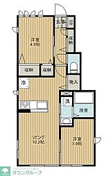 府中市宮西町3丁目アパート 2LDKの間取図画像