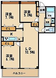 アーバンフラッツつつじヶ丘 3LDKの間取図画像