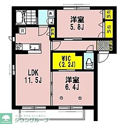リヴェールコートB 2LDKの間取図画像