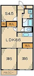 エクストール武蔵野台 2SLDKの間取図画像