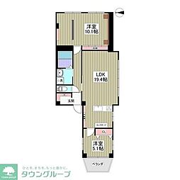 コーポ松本 2DKの間取図画像