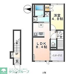 ソラール楓B 1LDKの間取図画像