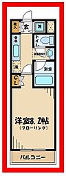 カーサソレイユ 1Kの間取図画像