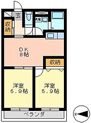 クレスト 2DKの間取図画像