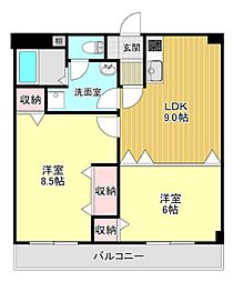 ユーロイヤルA棟 2LDKの間取図画像