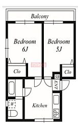 茜ハイム 2DKの間取図画像