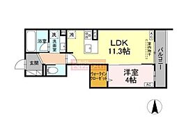 セレスティア中野上高田 1LDKの間取図画像