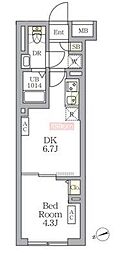 SOLASIA residence 荻窪 1DKの間取図画像