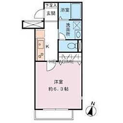 ラルジュ中野 1Kの間取図画像