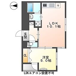 JR中央線 西八王子駅 徒歩18分の賃貸マンション 2階1LDKの間取り