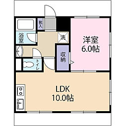 ドミール岸町 1LDKの間取図画像