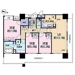ライオンズマンションコスタ・タワー浦和 3LDKの間取図画像