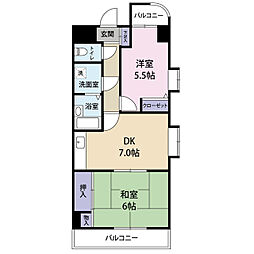 常盤壱番館 2DKの間取図画像
