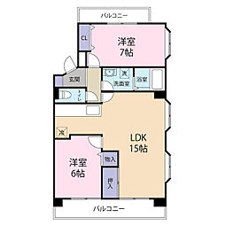 レインボー神明 2LDKの間取図画像
