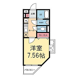 ATLASCaro浦和常盤3丁目 1Kの間取図画像