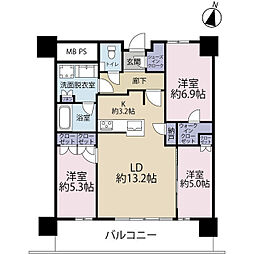 URAWA THE TOWER 3LDKの間取図画像