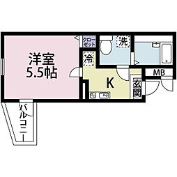 プリマヴェーラ北浦和 1Kの間取図画像
