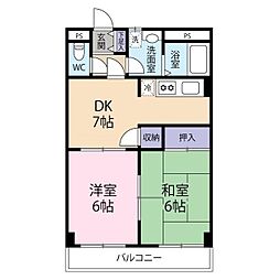 アメニックス 2DKの間取図画像