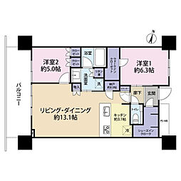 URAWA THE TOWER 2LDKの間取図画像