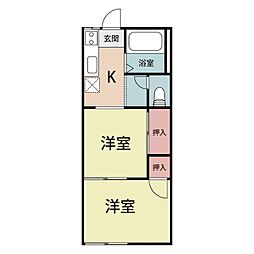ハイネス仲町 2Kの間取図画像