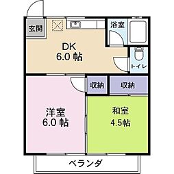 グランドゥール元町2 2DKの間取図画像