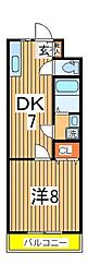 シャトル明原 1DKの間取図画像