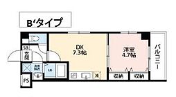 ヒルズ我孫子 1DKの間取図画像