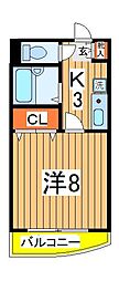 エスポアール柏 1Kの間取図画像