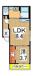 RIZE柏たなか2 1LDKの間取図画像