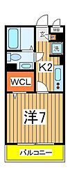 エヴァー 1Kの間取図画像